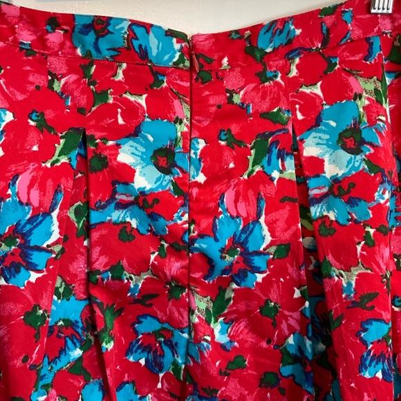 Talbots Red and Blue Floral A-Line Skirt - Picture 5 of 6